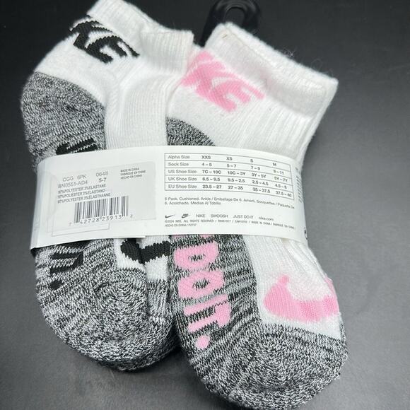 Nike Girls Youth Ankle Socks – 6 Pack (10C-3Y, Multi-Color) - Picture 2 of 2